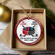 Load image into Gallery viewer, Custom Ice Hockey Couple Ornament | Personalized Christmas Gift | Valentine&#39;s Day Gifts Ornament PopCulturePrints

