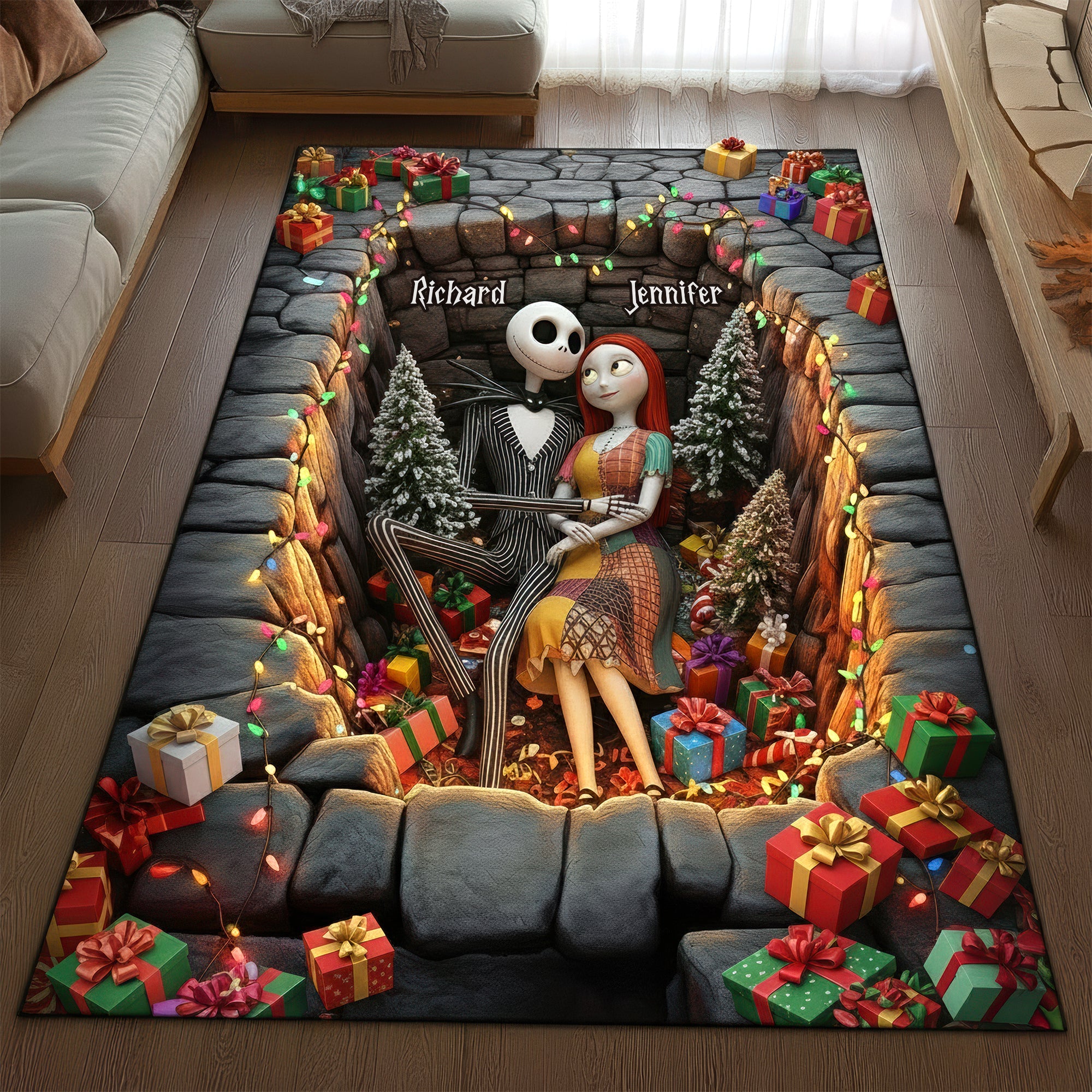 Love Beyond the Grave: Spooky Love Doormat - Personalized Gift for Couples Doormat PopCulturePrints
