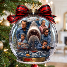 Load image into Gallery viewer, "Make Waves This Christmas!" - 50th Anniversary Jaws Ornament - Personalized Gift for Movie Lovers
