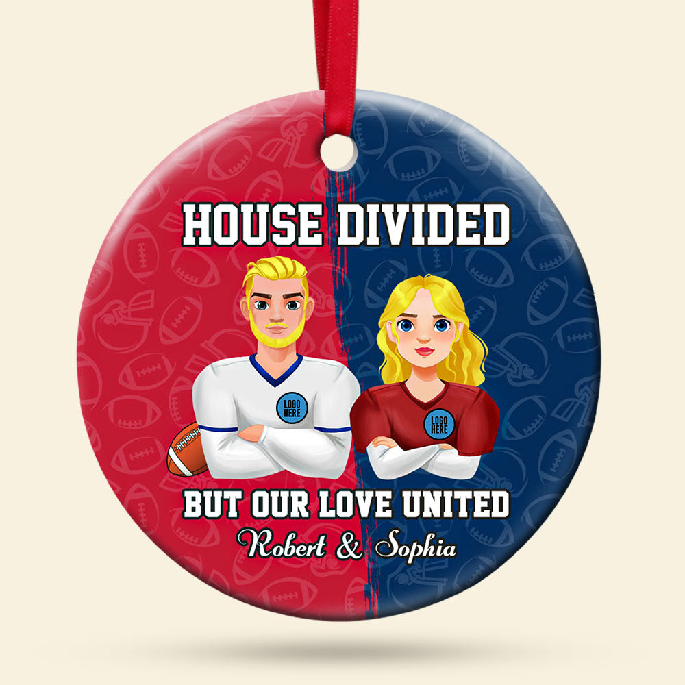 Personalized American Football Couple Christmas Ornament - Unique Holiday Gift for Valentine's Day Gifts Ornament PopCulturePrints