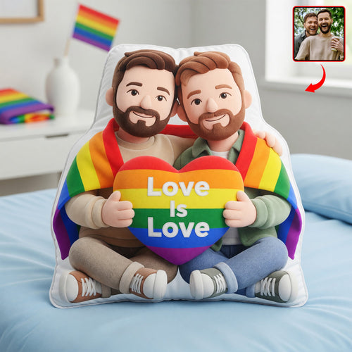 Love Is Love - Customizable Pride Month LGBT Couple Pillow - Perfect Gift for Couples and LGBTQ+ Friends Pillow PopCulturePrints
