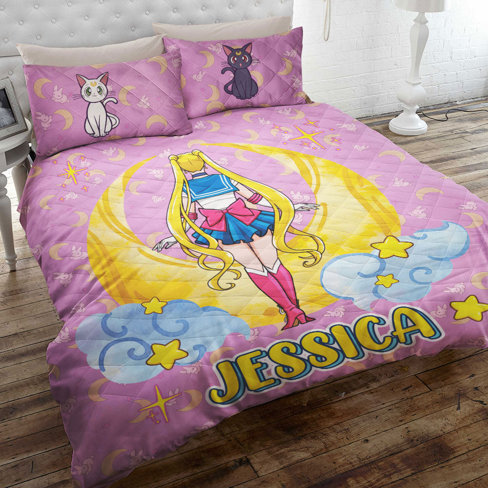 Custom Manga Lover Quilt Bed Set - Personalized Name Design Blanket PopCulturePrints