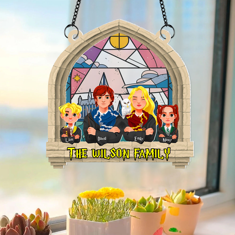 Personalized Wizard Family Suncatcher Ornament