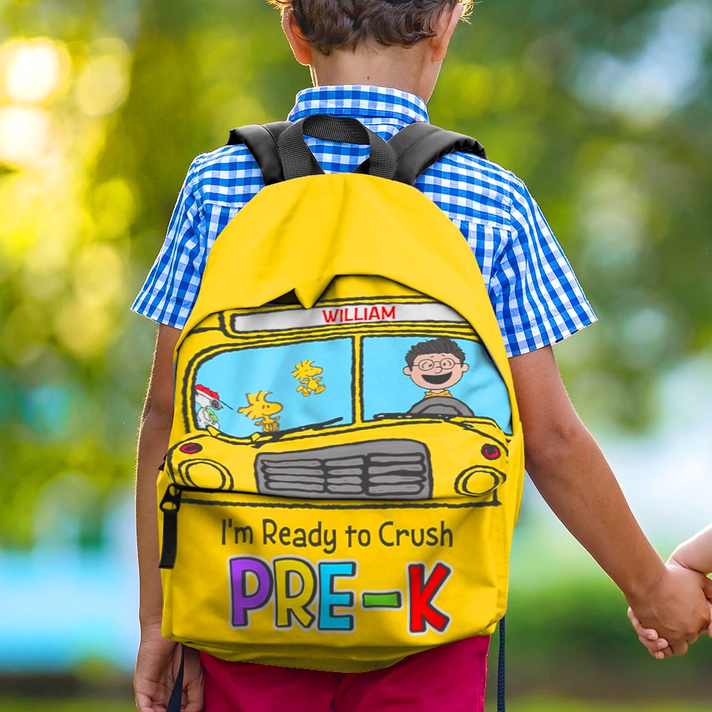 Personalized Kids' School Bus Backpack - Custom Name Pre-K Design