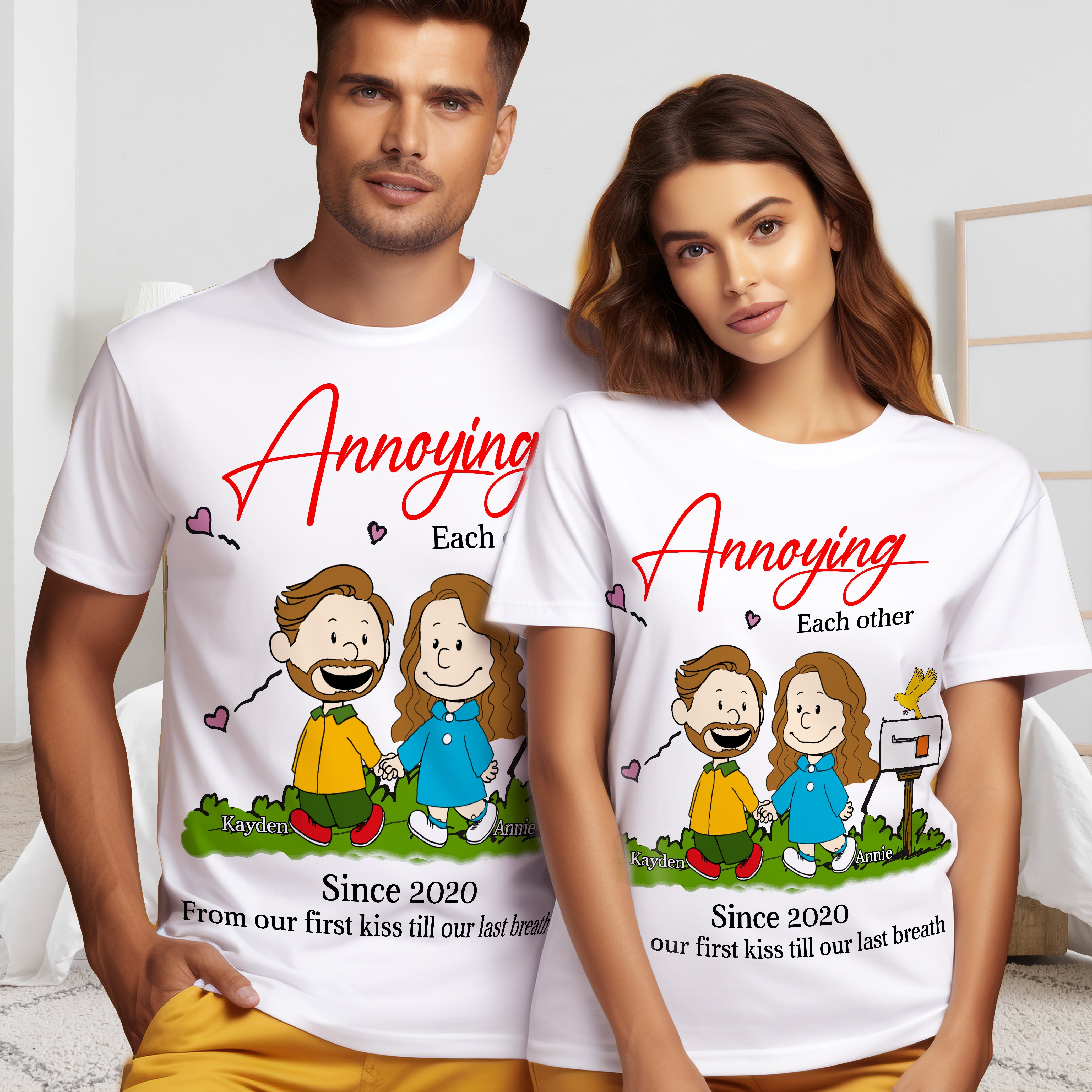 Personalized 2D Couple Sweatshirt: Annoying Each Other Shirts PopCulturePrints