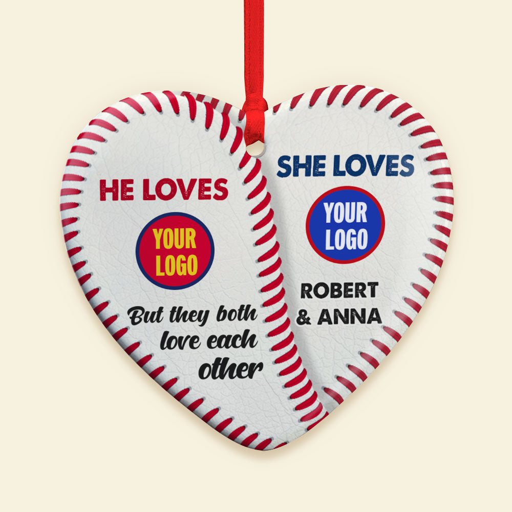 Personalized Baseball Lovers Heart Ornament - Custom Christmas Gift Ornament PopCulturePrints
