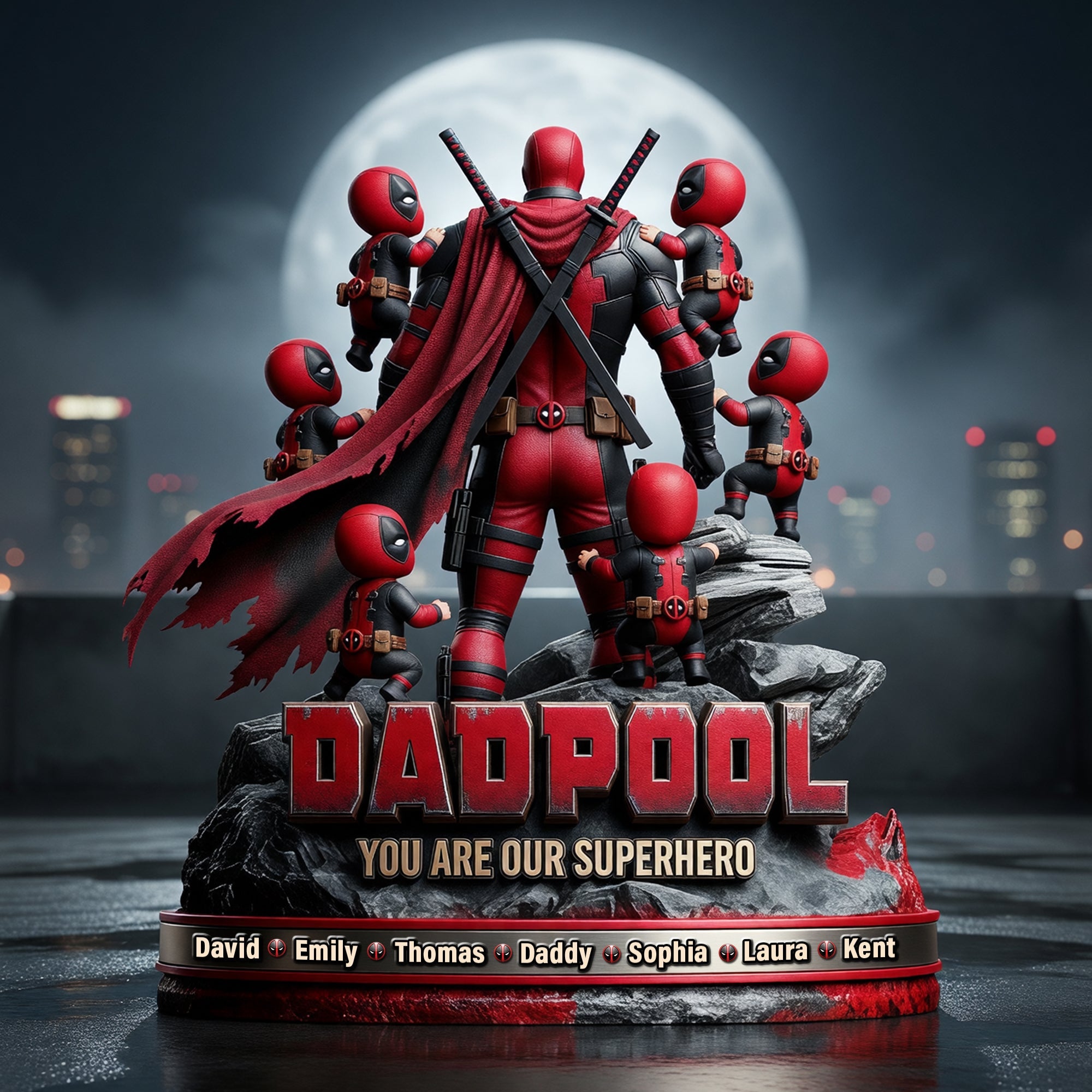 Dadpool: You Are Our Superhero - Personalized Acrylic Plaque Gift for Dads and Grandpas Shaped Plaques PopCulturePrints