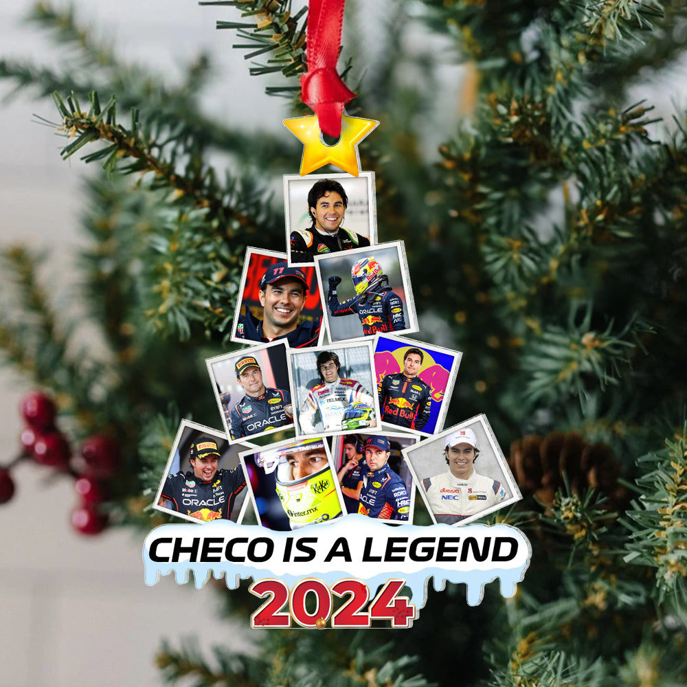 Personalized Christmas Ornament for Racing Fans - 'Checo is a Legend' 2024