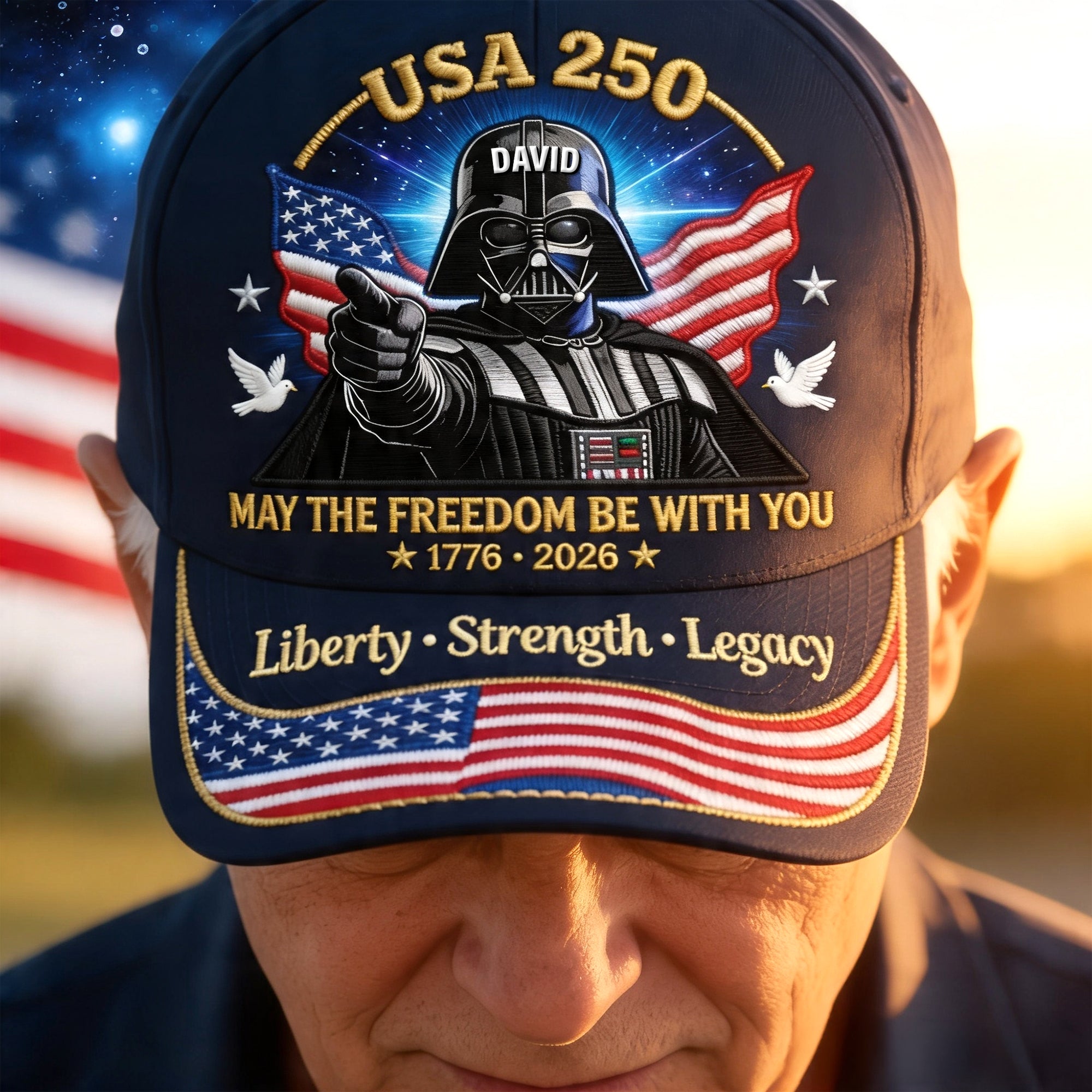 “May the Freedom Be With You” - Celebrated America 250th Anniversary Classic Cap - Personalized Gift for Patriots