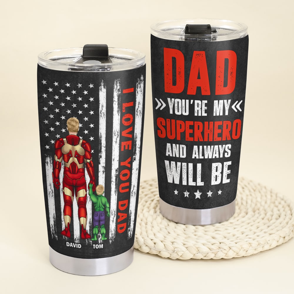 Personalized Superhero Dad Tumbler - Father's Day Gift