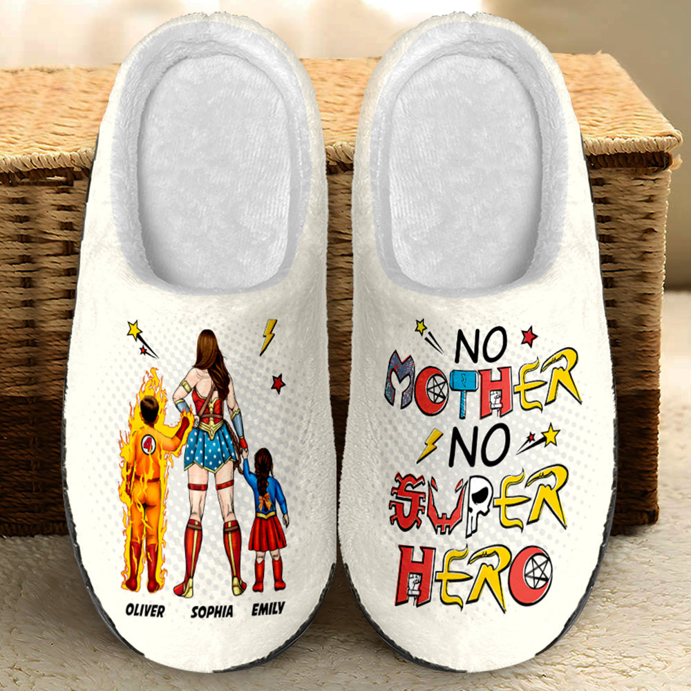 Custom Super Mom Hero Slippers - Personalized Names Shoes PopCulturePrints