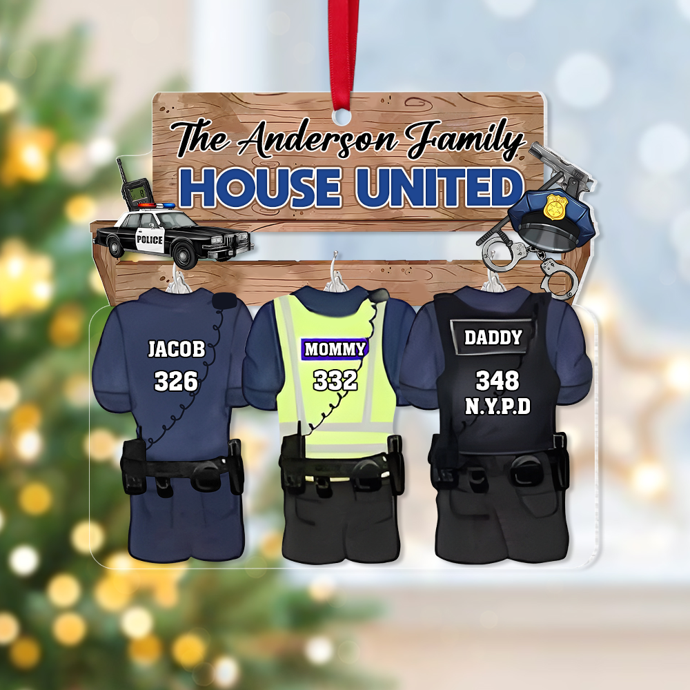 Custom Police Family Christmas Ornament - Personalized Gift Ornament PopCulturePrints