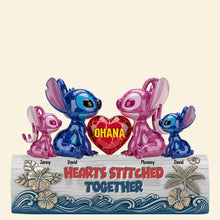 Load image into Gallery viewer, Hearts Stitched Together - Personalized Blue Monster Family Plaque Shaped Plaques PopCulturePrints
