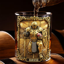 Load image into Gallery viewer, “Stand Tall and Drink Proud” - Personalized Kneeling Knight Sports Drinking Glass - Custom Gift for Christian Sports Fans Whiskey Glass PopCulturePrints
