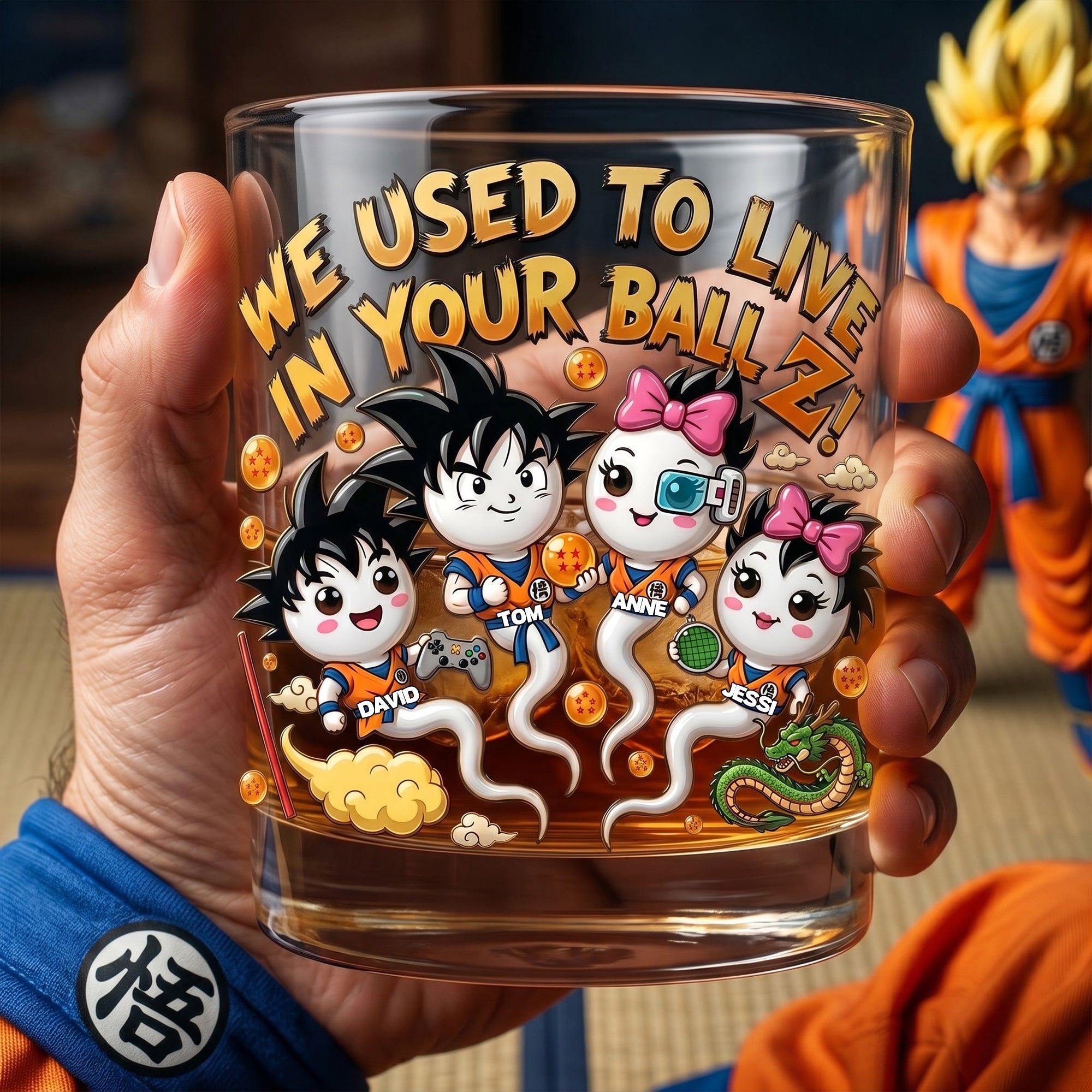 “We Used To Live In Your Ball Z!” – Personalized Power Sperm Squad Round Glass - Gift for Dad, Grandpa & More Glass PopCulturePrints