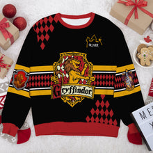 Load image into Gallery viewer, Personalized Gryffindor Ugly Christmas Sweater - Gift for Movie Fans &amp; Book Lovers
