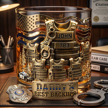 Load image into Gallery viewer, “Daddy’s Best Backups!” - Legendary Police Dad Round Glass - Personalized Gift for Police Officer, Sheriff, Captain &amp; More Glass PopCulturePrints
