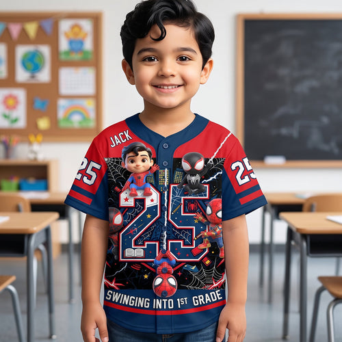 Swinging into 1st Grade - Personalized Kid Baseball Jersey AOP Products PopCulturePrints