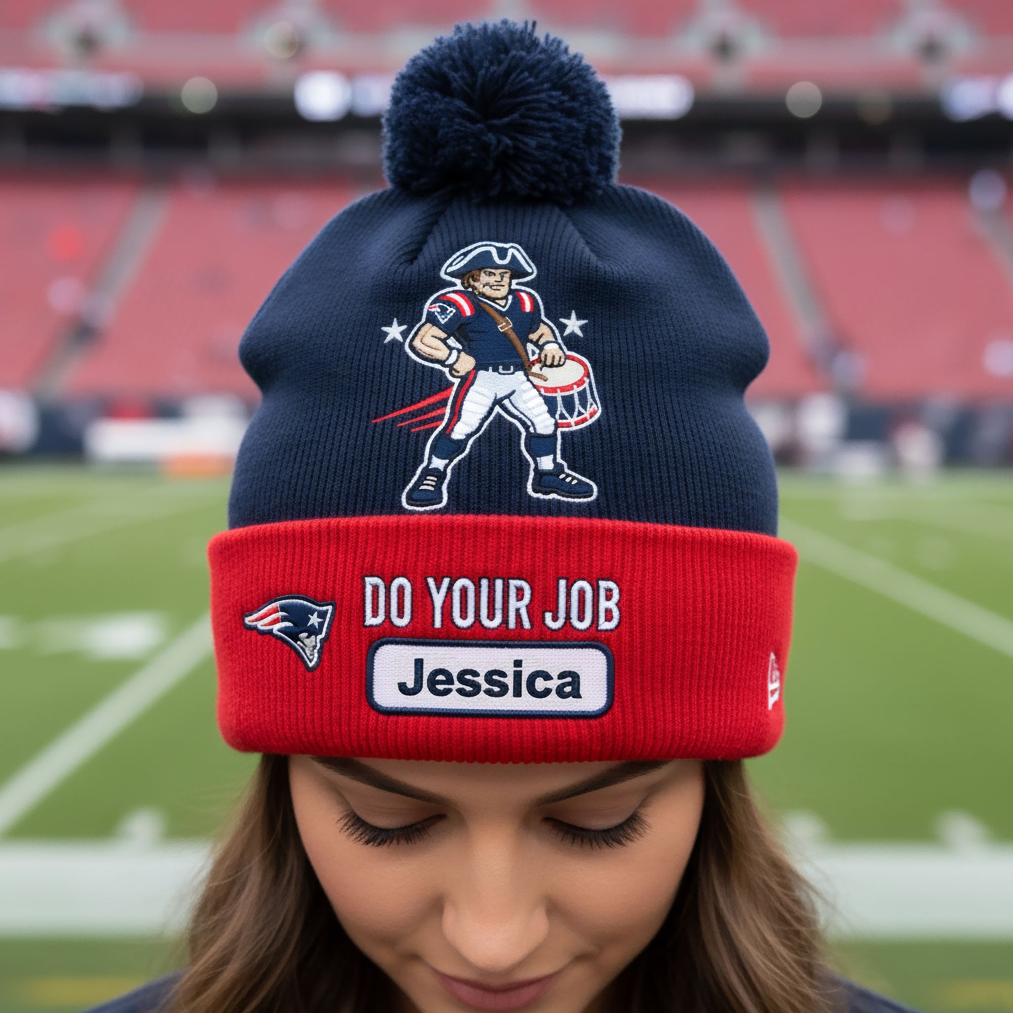 “Gear Up for Game Day” - Personalized Bobble Beanie Hat - Custom Gifts for Sports Fans Hat PopCulturePrints