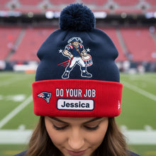 Load image into Gallery viewer, “Gear Up for Game Day” - Personalized Bobble Beanie Hat - Custom Gifts for Sports Fans Hat PopCulturePrints
