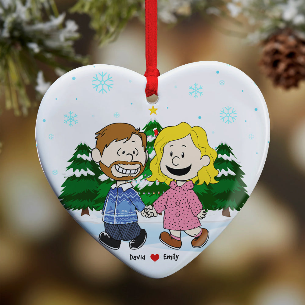 Personalized Couple Ceramic Ornament - Heart-Shaped Valentine's Day Gifts Ornament PopCulturePrints