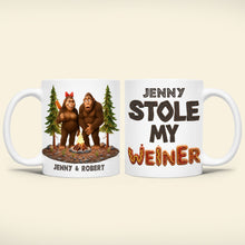 Load image into Gallery viewer, “Funny Bigfoot Couple - A Quirky Twist on Love” - Personalized Coffee Mug for Couples Coffee Mug PopCulturePrints
