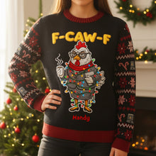Load image into Gallery viewer, F-Caw-F Funny Chicken Knitted Ugly Sweater - Personalized Gifts for Officers &amp; Friends Ugly Christmas Sweater PopCulturePrints
