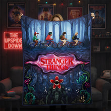 Load image into Gallery viewer, “Get Lost in the Horror” - Horror Forest Blanket - Personalized Gift for Fans of Stranger Things Blanket PopCulturePrints
