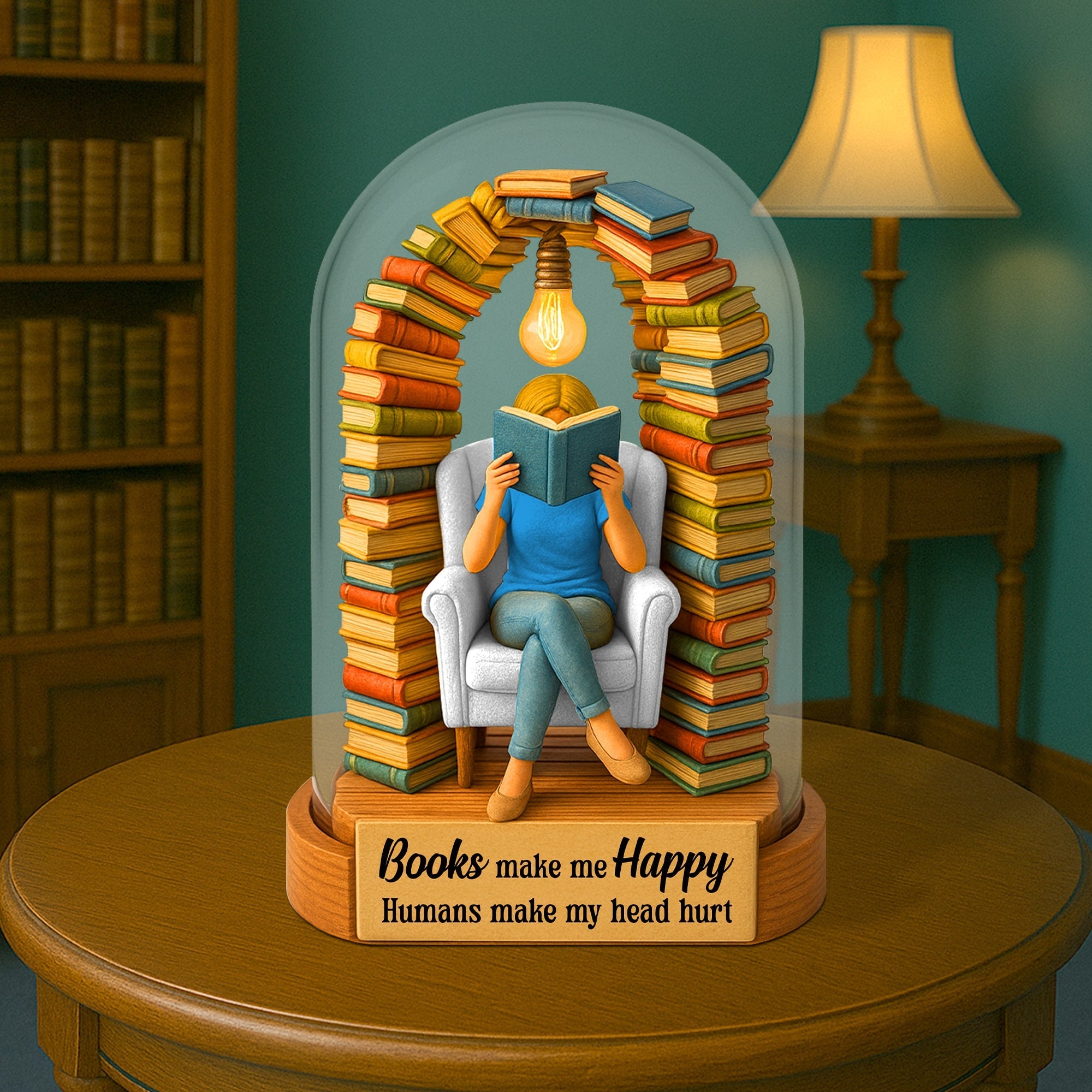 Books Make Me Happy - Personalized Reading Book Plaque for Book Lovers Shaped Plaques PopCulturePrints