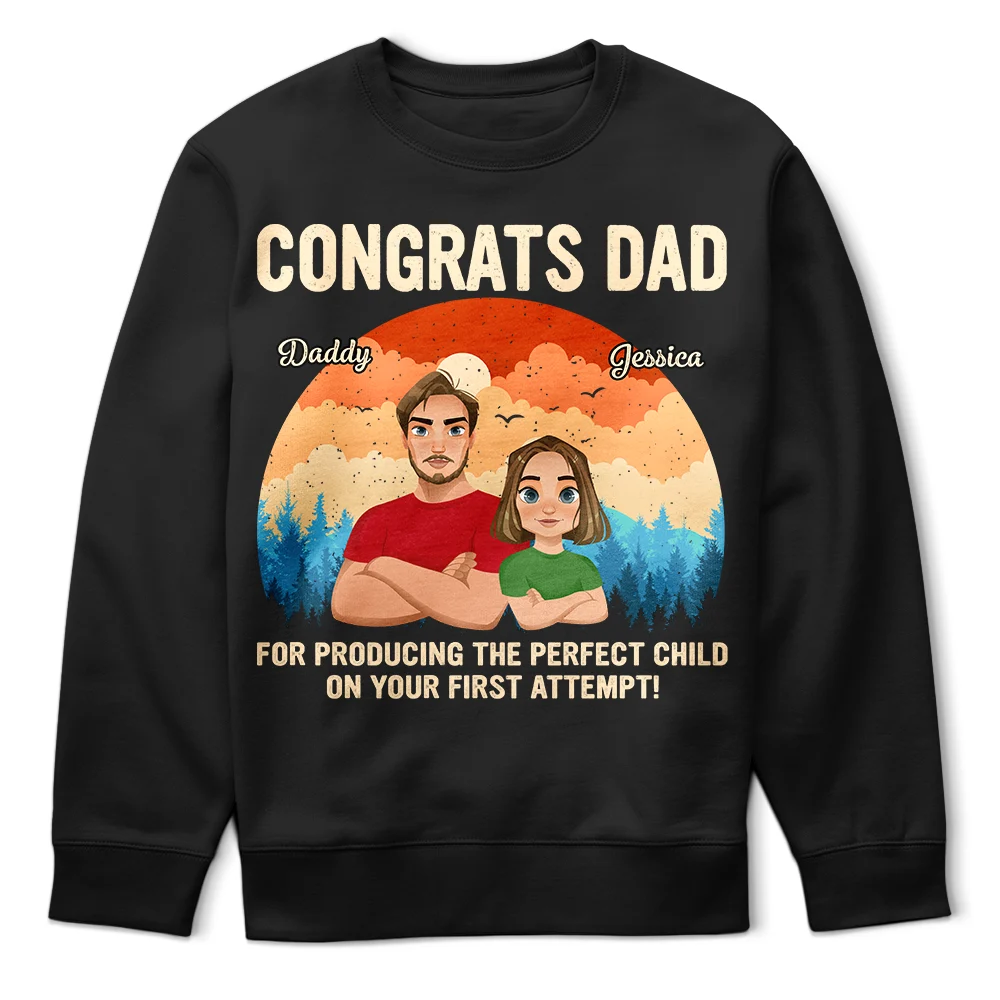 Congratulations Dad! Celebrate Perfect Parenting - Personalized T-Shirt T-shirt PopCulturePrints