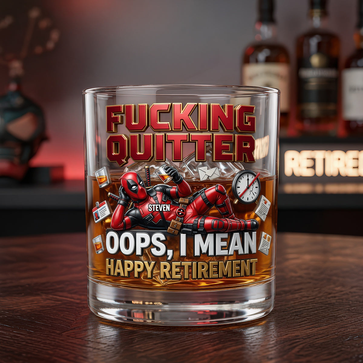 Funny Retirement Round Glass - Personalized Gift for Retirees