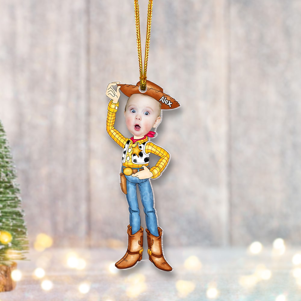 Personalized Cowboy Photo Ornament for Kids - Holiday Gift Ornament PopCulturePrints
