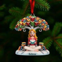 Load image into Gallery viewer, &quot;Books Are a Unique Gift&quot; - Book Tree Christmas Ornament - Personalized Gift for Book Lovers Ornament PopCulturePrints
