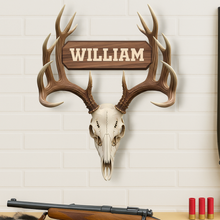 Load image into Gallery viewer, Personalized Deer Head Sculpture - Unique Wood Sign for Hunting Enthusiasts Wood Sign PopCulturePrints
