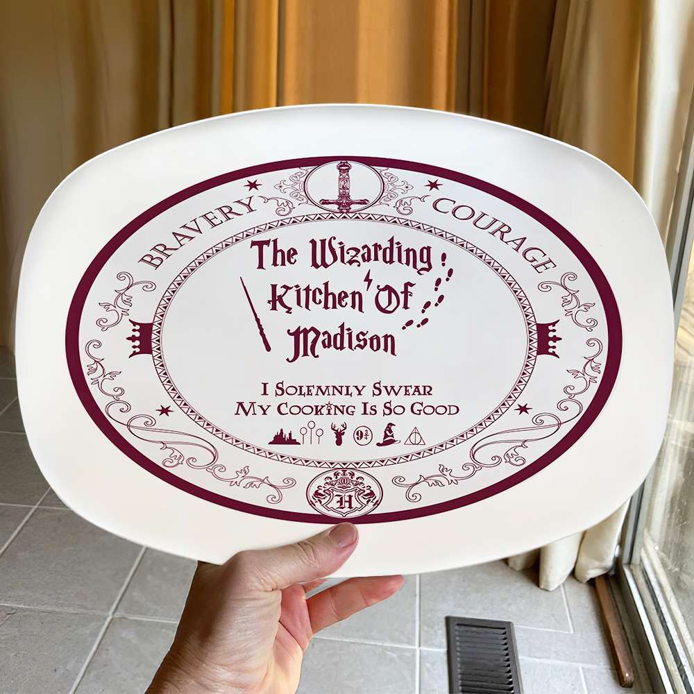 Personalized Wizarding Kitchen Plate - Custom Name Magic Cooking Plate