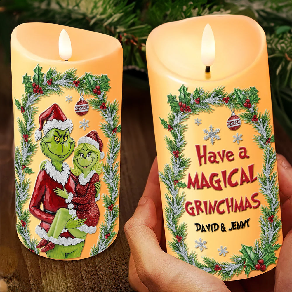 Have a Magical Grinchmas – Personalized LED Candle for Couples Led Candle PopCulturePrints