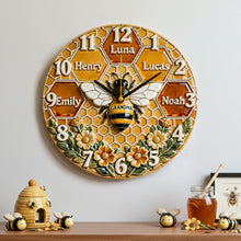 Load image into Gallery viewer, “Sweet Moments with Grandma” - Personalized Grandma Bee Acrylic Hanging Wall Clock - Custom Gift for Grandma, Mom, and Family Hanging Wall Clock PopCulturePrints
