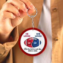 Load image into Gallery viewer, Custom Football Keychain for Couples | Unique Personalized Valentine&#39;s Day Gifts Keychains PopCulturePrints
