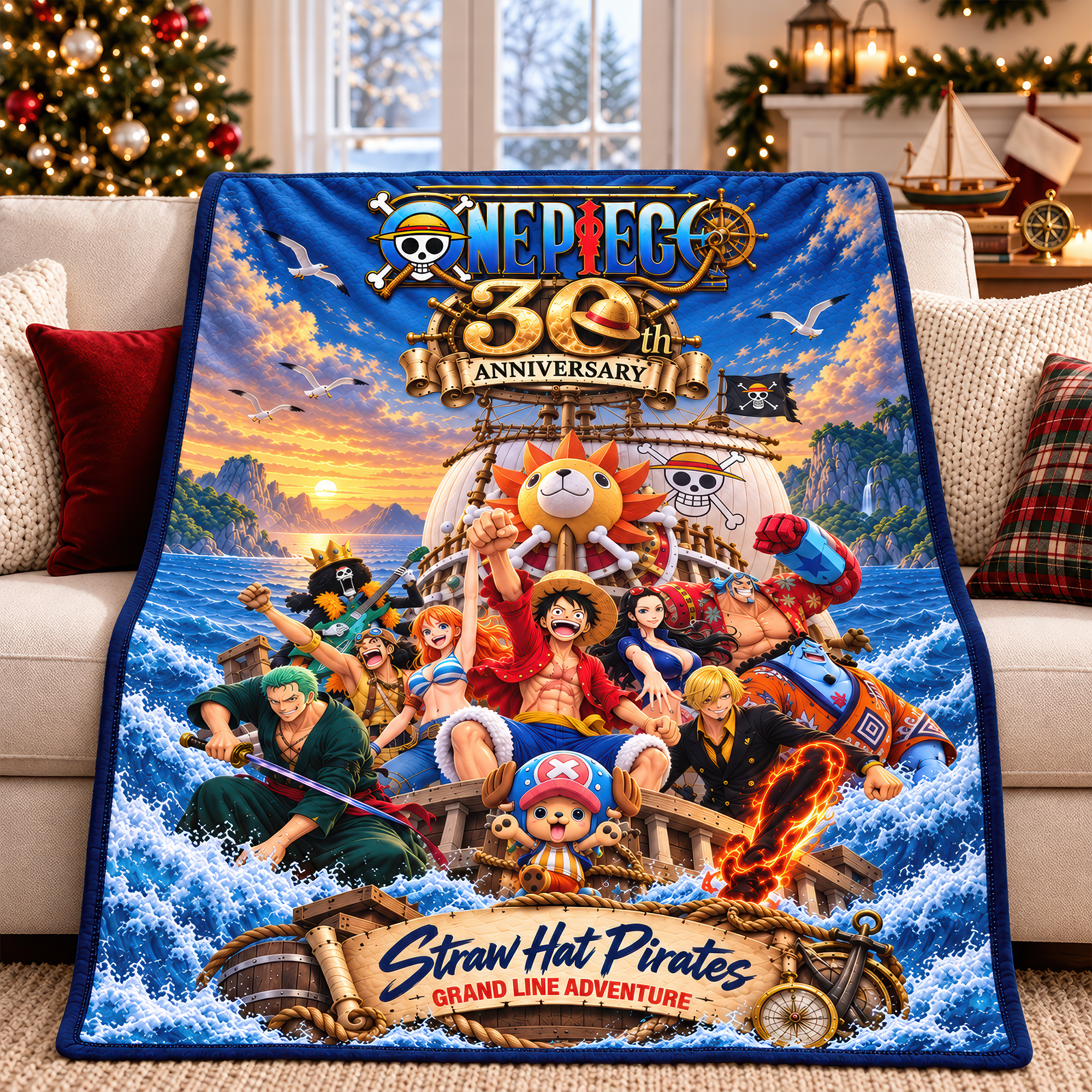 Celebrate 30 Years of Epic Voyages - Personalized One Piece Blanket for Fans Blanket PopCulturePrints