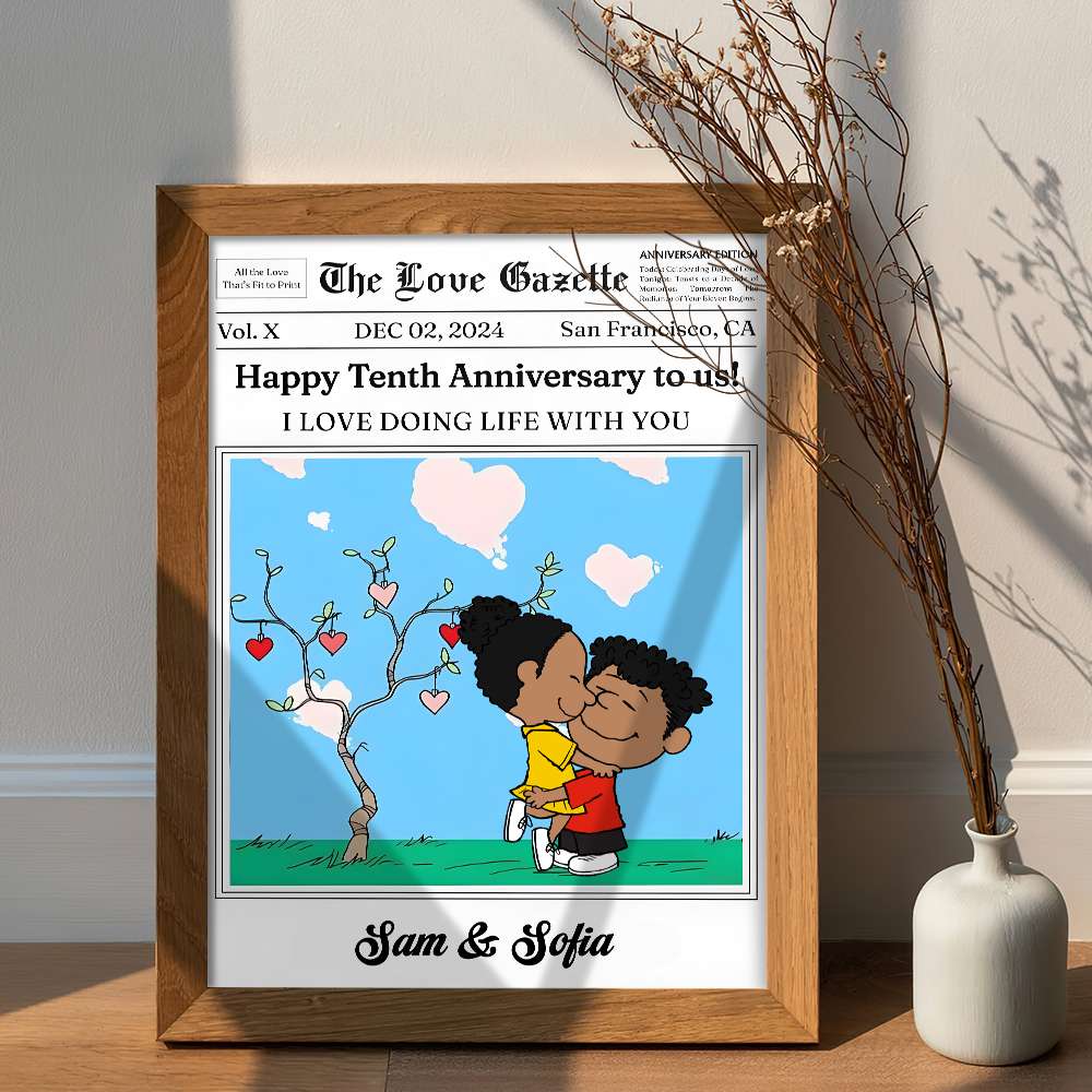 Personalized Anniversary Canvas Print for Couples - Happy Tenth Anniversary Poster & Canvas PopCulturePrints