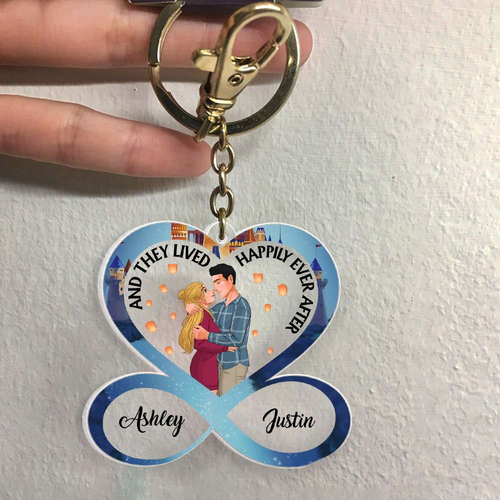 Personalized Romantic Couple Keychain - Happily Ever After Gift for Valentine's Day Gifts Keychains PopCulturePrints