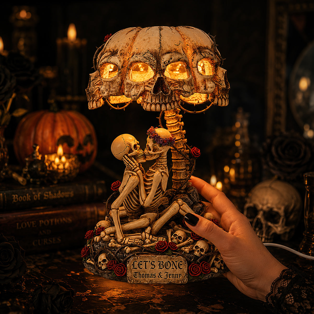 Let's Bone - Naughty Couple Skeleton Acrylic Light Box - Personalized Gifts