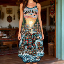 Load image into Gallery viewer, “Celebrate the Love of Motherhood” - Mama Bear Suspender Maxi Dress - Personalized Gift for Moms Dress PopCulturePrints
