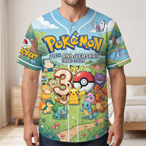Celebrate 30 Years of Adventure with a Personalized Jersey Shirt - Perfect Custom Gift for Pokémon Fans AOP Products PopCulturePrints