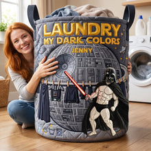 Load image into Gallery viewer, “May the Laundry Be with You!” - Fun Sorting Laundry Loads Quilted Laundry Basket - Personalized Gift for Star Wars Fans
