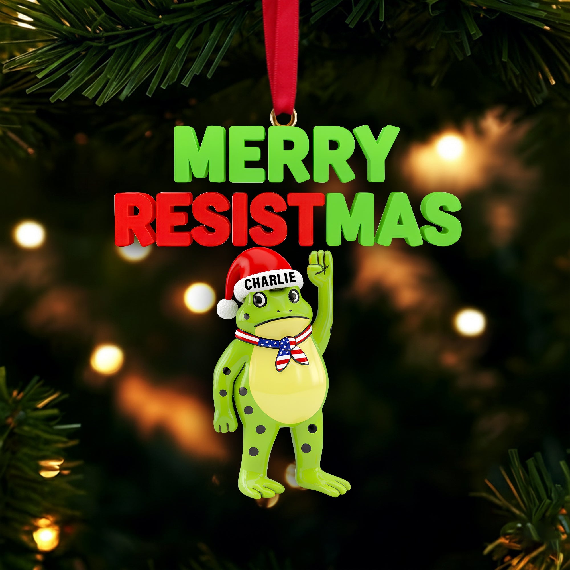 Merry Resistmas Ornament - Customizable Christmas Gift for Everyone Ornament PopCulturePrints