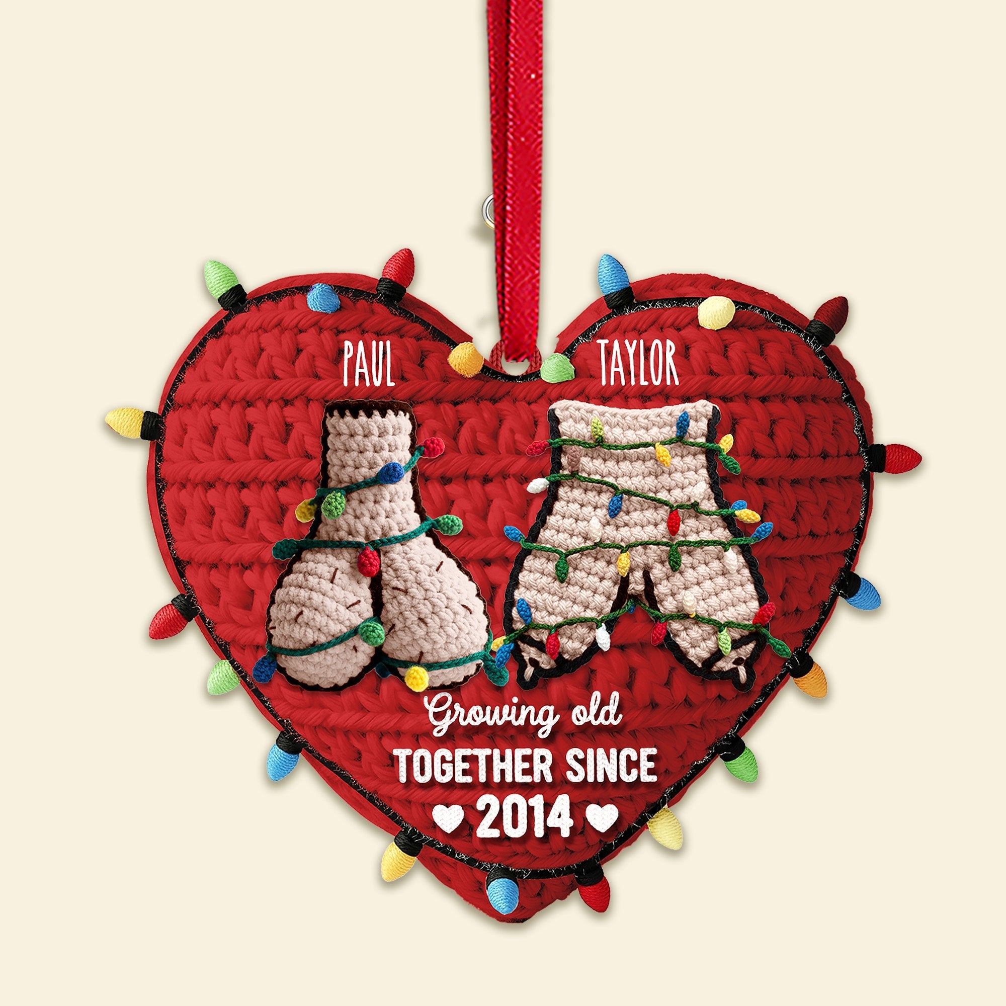 Growing Old Together Since 2014 - Personalized Christmas Ornament for Funny Couples Ornament PopCulturePrints