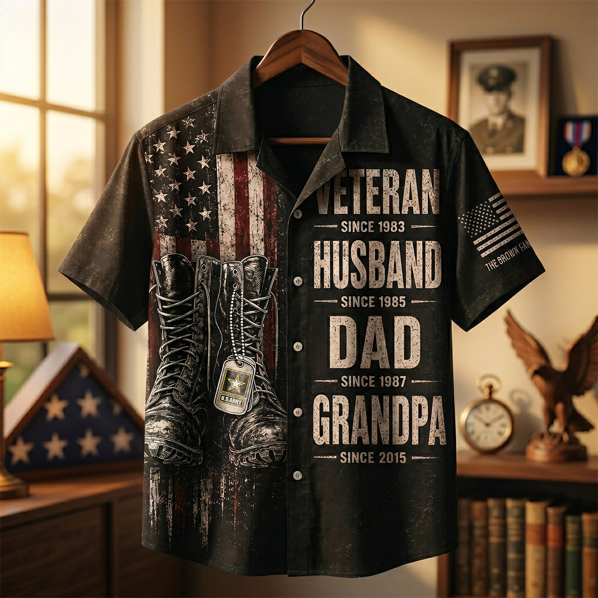 Honor Your Hero: Personalized Patriotic Veteran Dad Hawaiian Shirt - Perfect Gift for Dads and Grandpas Hawaiian Shirts PopCulturePrints