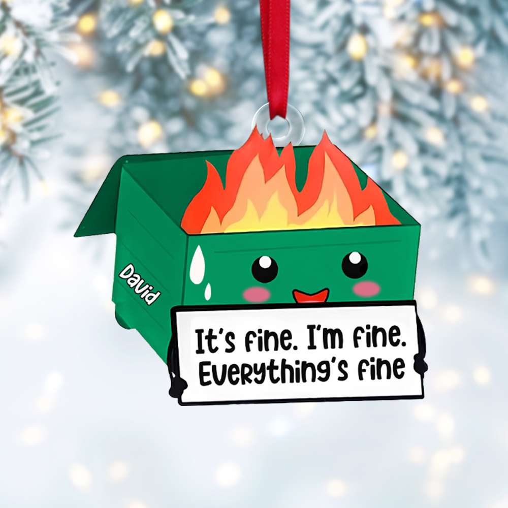 Personalized Dumpster Fire Coworker Acrylic Ornament Ornament PopCulturePrints
