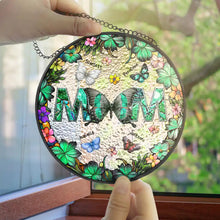 Load image into Gallery viewer, &quot;You Are Loved, Mom&quot; - Personalized Butterfly Stained Glass Suncatcher - Gift for Mom, Grandma, and Loved Ones Suncatcher Ornament PopCulturePrints
